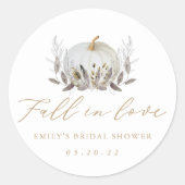 愛素朴エレガント秋ブライダルシャワー好意 ラウンドシール (正面)