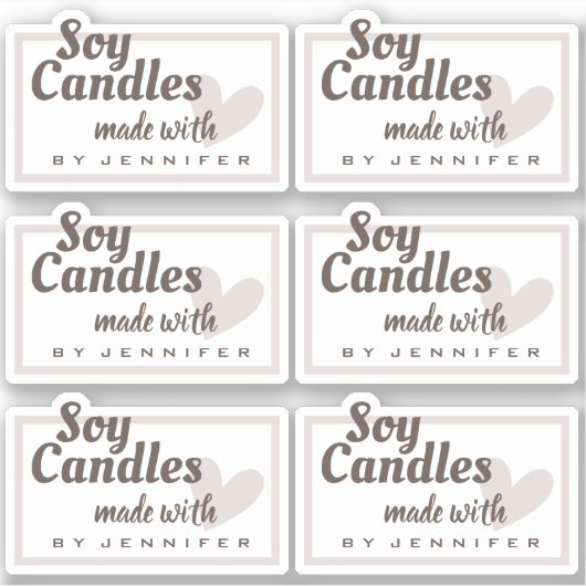 愛素朴ハート天然ろうそく茶色 シール (正面)