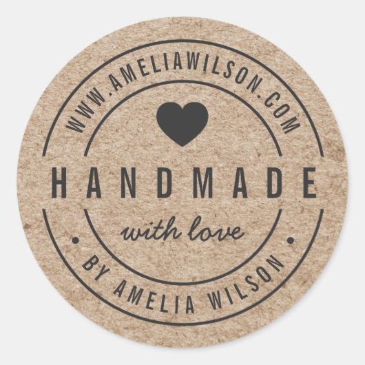 愛素朴フェイクハートで手はっきりした作りクラフト ラウンドシール (正面)