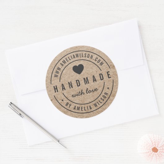 愛素朴フェイクハートで手はっきりした作りクラフト ラウンドシール (封筒)