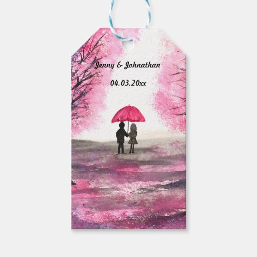 愛素朴対結婚さくらんぼが咲く ギフトタグ (正面)