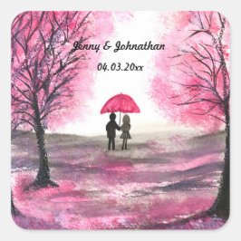 愛素朴対結婚さくらんぼが咲く スクエアシール