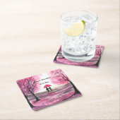 愛素朴対結婚さくらんぼが咲く スクエアペーパーコースター (インサイチュ)