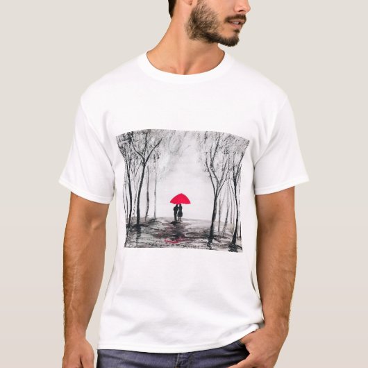 愛素朴対結婚赤の傘シック Tシャツ (正面)