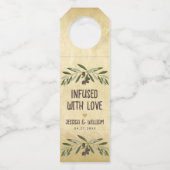 愛素朴結婚に満ちたオリーブの油 ボトルネックタグ (正面)