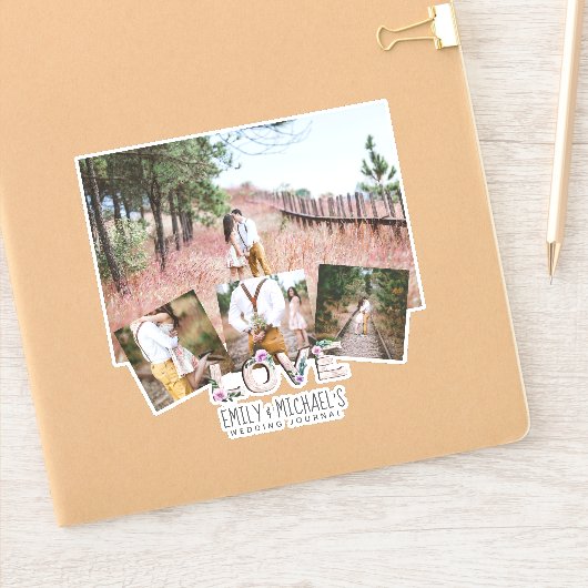 愛素朴薄紫結婚のブライダルシャワー写真 シール (ノートブック)