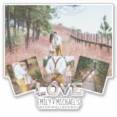 愛素朴薄紫結婚のブライダルシャワー写真 シール (正面)