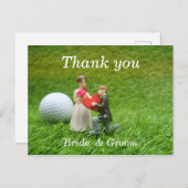 愛結婚で新郎新婦ゴルファーとゴルフ ポストカード (正面/裏面)
