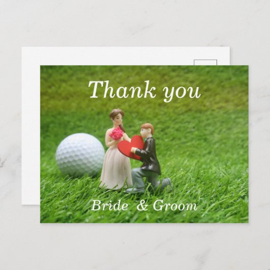 愛結婚で新郎新婦ゴルファーとゴルフ ポストカード (正面/裏面)