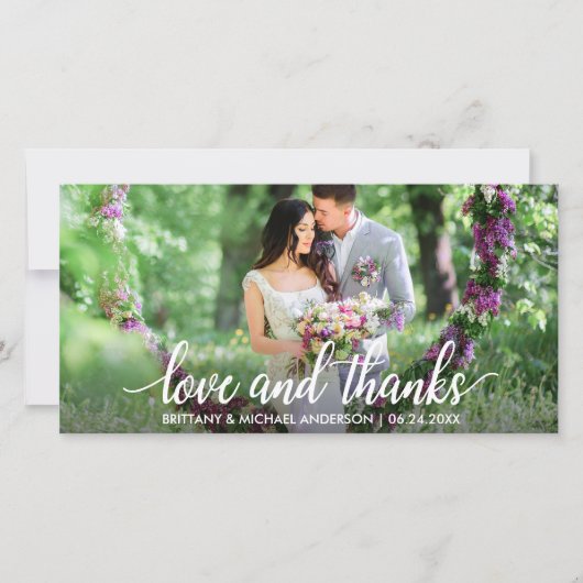 愛結婚と写真に感謝感謝していW サンキューカード (正面)