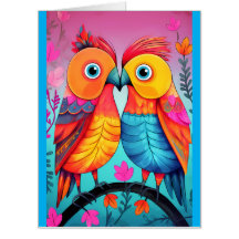 愛結婚の鳥の大きな巨大なグリーティングカード
