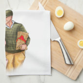 愛結婚人の記念日、かわいい老夫婦 キッチンタオル (四つ折り)