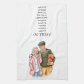 愛結婚人の記念日、かわいい老夫婦 キッチンタオル (縦)