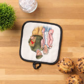 愛結婚人の記念日、かわいい老夫婦 鍋敷き (トップダウン)