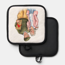 愛結婚人の記念日、かわいい老夫婦 鍋敷き