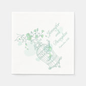 愛結婚鳥グリーン紙ナプキン スタンダードカクテルナプキン (正面)