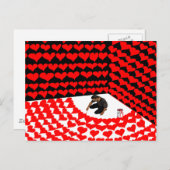 愛絵を描の赤いハートと共に隅に身を置く ポストカード (正面/裏面)