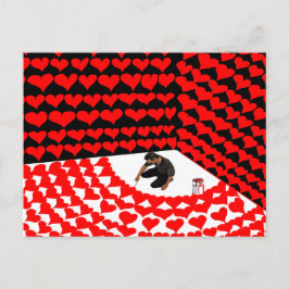 愛絵を描の赤いハートと共に隅に身を置く ポストカード