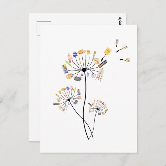 愛絵画人絵画家芸術Tへのダンデリオンギフト ポストカード (正面/裏面)