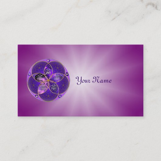 愛美術のすみれ色のピンクの金星の花 名刺 (正面)