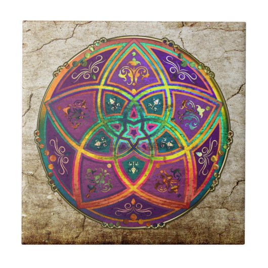 愛美術の東洋の旧式な金ゴールドの金星の花 タイル (正面)