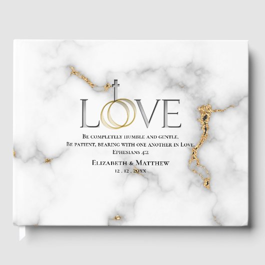 愛聖なる書物、 経典聖句エペソ4結婚:2の ゲストブック (正面)