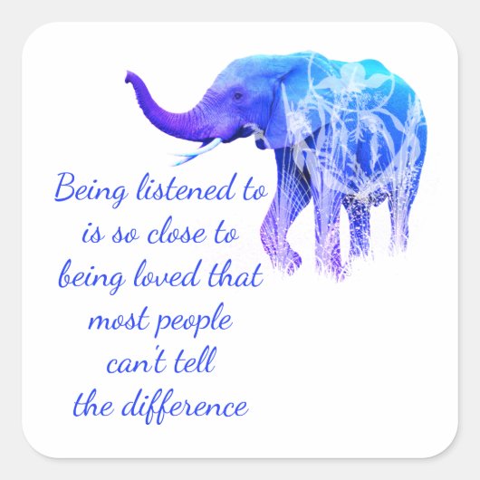 愛聞象動物アートと同じこと スクエアシール (正面)