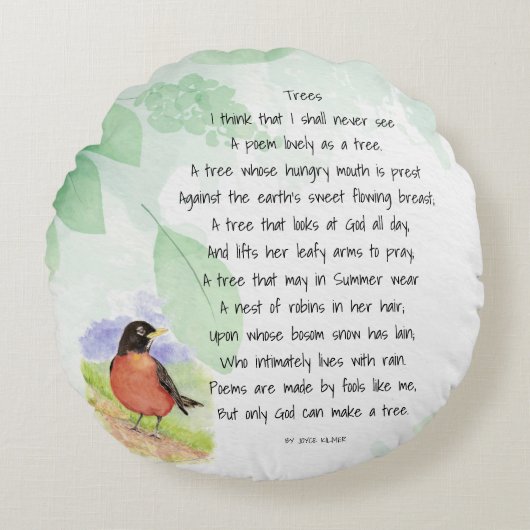 愛自然感動的の木キルマー投げ ラウンドクッション (正面)