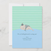 愛航海のらしいクジラのタコ緑の赤ちゃんシャワー 招待状 (裏面)