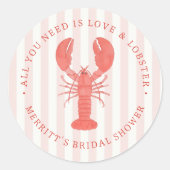 愛航海のロブスターブライダルシャワーシール ラウンドシール (正面)