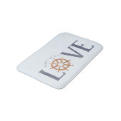 愛航海の水カラータイポグラフィ+船の車輪 バスマット (アングル)