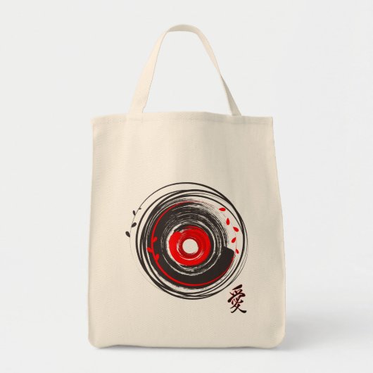 愛色彩の鮮やかという言葉でビニールのレコードを磨く トートバッグ (正面)