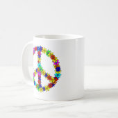 愛花のピースサイン コーヒーマグカップ (正面左)