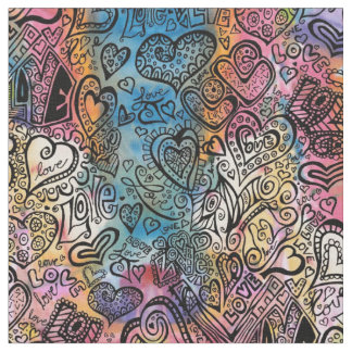 愛落書きの生地 ファブリック