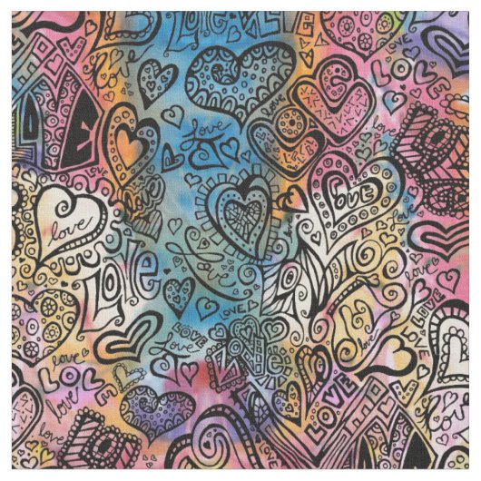 愛落書きの生地 ファブリック (クローズアップ)