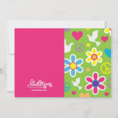 愛虫のヒッピーのバースデーパーティ招待状 招待状 (裏面)