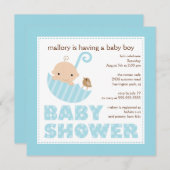 愛装ベビー傘ボーイベビーシャワー招待状 招待状 (正面/裏面)