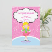 愛装性ガールアイススケートで滑る誕生日招待状 招待状 (スタンド正面)