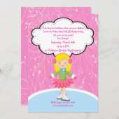 愛装性ガールアイススケートで滑る誕生日招待状 招待状 (正面/裏面)