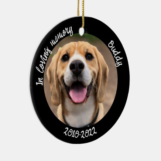 愛記憶の中でペットメモリアル追加ペット名写真 セラミックオーナメント (右)