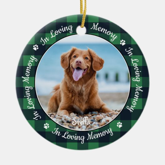 愛記憶の愛犬のペット記念撮影 セラミックオーナメント (正面)