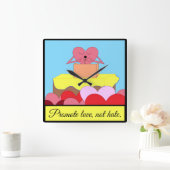 愛話に関するハート: スクエア壁時計 (ホーム)