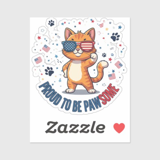 愛誇りを持った愛の猫おもしろい- Patriotic Cat シール (シート)