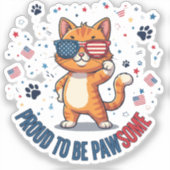 愛誇りを持った愛の猫おもしろい- Patriotic Cat シール (正面)