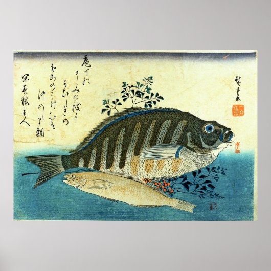 愛豆と島畑 – 広重の日本の魚 ポスター (正面)