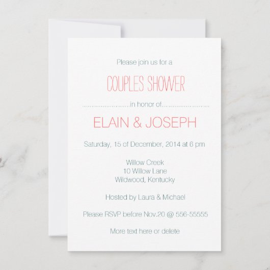 愛象のカップルのシャワーのかわいいトン 招待状 (裏面)