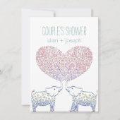 愛象のカップルのシャワーのかわいいトン 招待状 (正面)