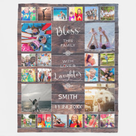 愛賛美24の家族フォトコラージュ フリースブランケット