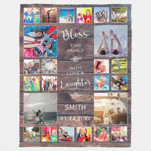 愛賛美24の家族フォトコラージュ フリースブランケット (正面)