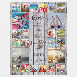 愛賛美24の家族フォトコラージュ フリースブランケット